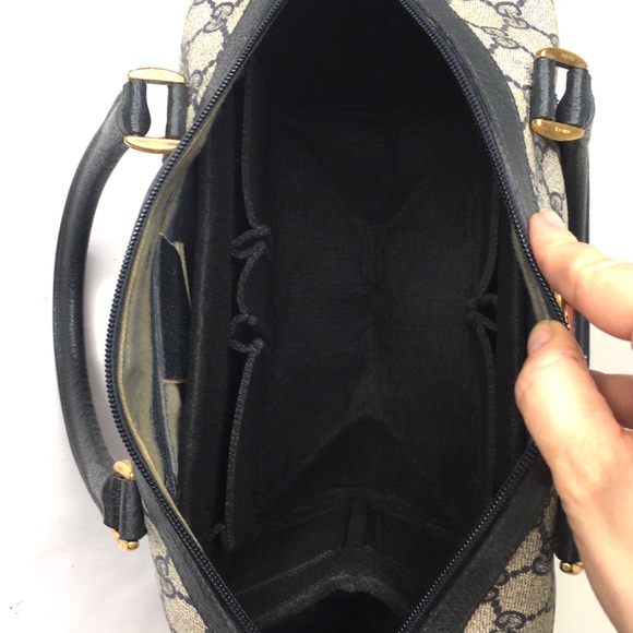 Authentic Gucci navy & grey Boston satchel bag - Picture 5 of 16